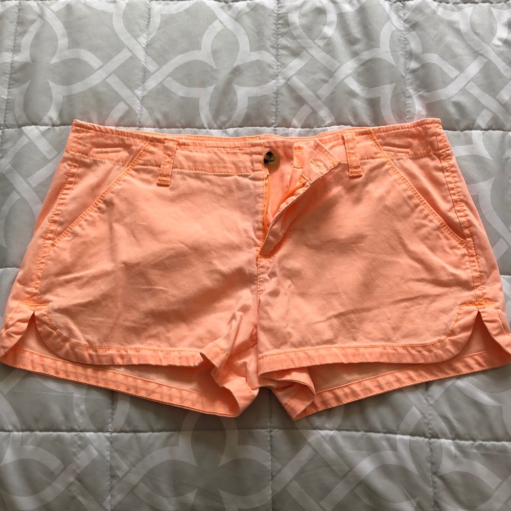 Orange corduroy shorts